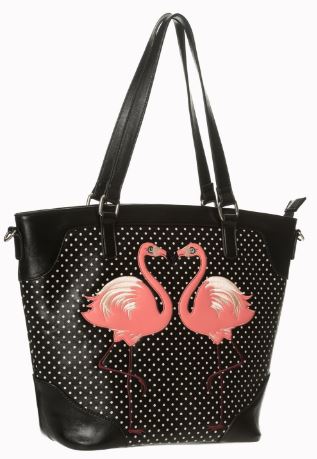 Blair Flamingo Polka Dot Bag Wicked Rockabilly Gifts