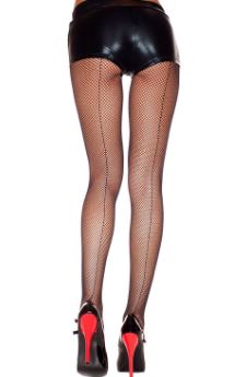 Back Seam Sheer Panty Hose Plus Size ML820Q- Black and Nude
