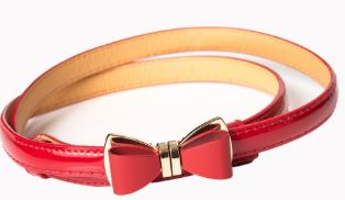 Small studded designed leather look  Bow Stretch Belt