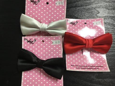 Cherry Bow Small Hair Clips - selection of colours