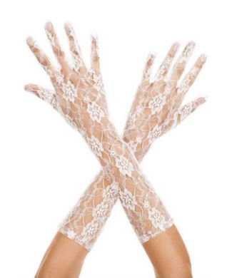 Music Legs Floral Lace Mid length Gloves -  White or Black
