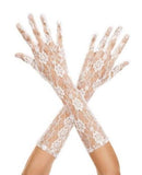 Music Legs Floral Lace Mid length Gloves -  White or Black