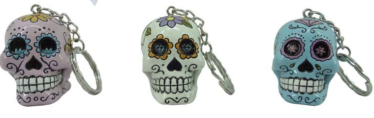 Day of the Dead Candy Skull Keyring - Wicked Rockabilly & Gifts