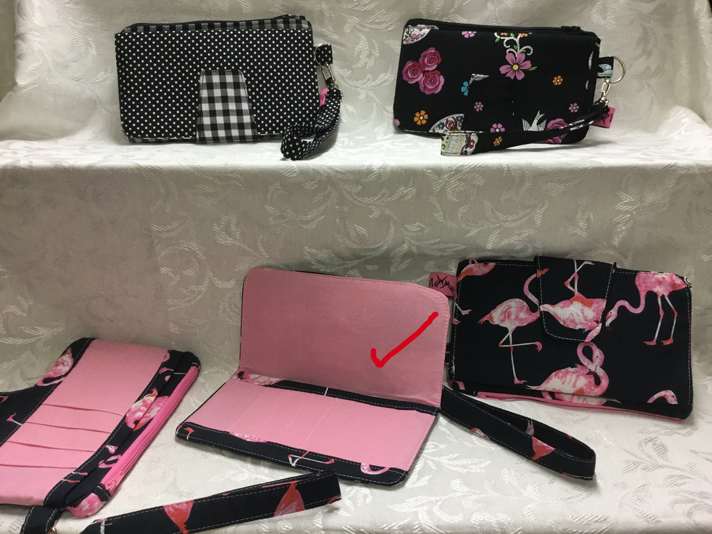 Ladies Flamingo Navy/Pink Wallet Wristlet