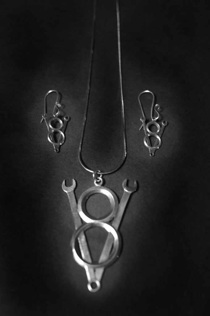 V8 Wrench Necklace  - Sterling Silver - Wicked Rockabilly & Gifts